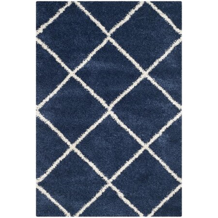 Safavieh Hudson Shag Power Loomed Rectangle Rug- Navy - Ivory- 5 ft. 1 in. x 7 ft. 6 in. SGH281C-5